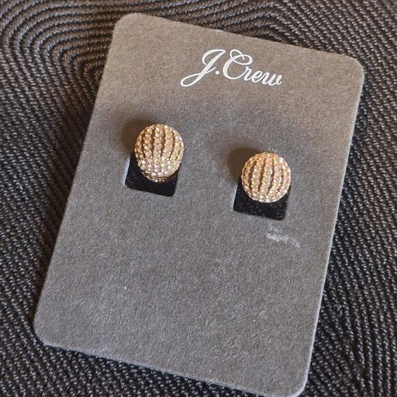J. Crew Jewelry - J. Crew Earrings Rhinestone Gold Ball Hoops Retro Evening Party Going Out